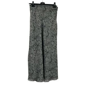 Limited Women's Lined Maxi Skirt Gray/Black Floral Side Buttons Flowy Size 10